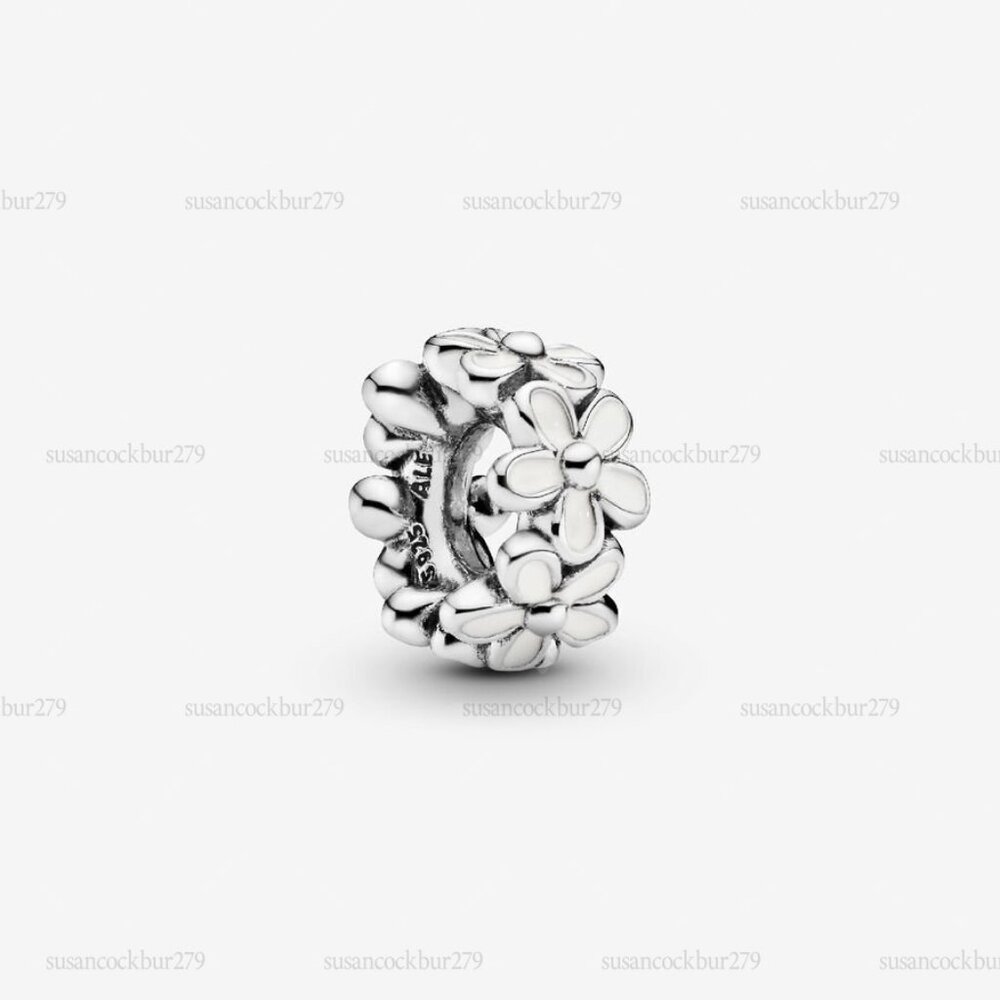 Pandora White Daisy Flower Spacer Charm|Pendant